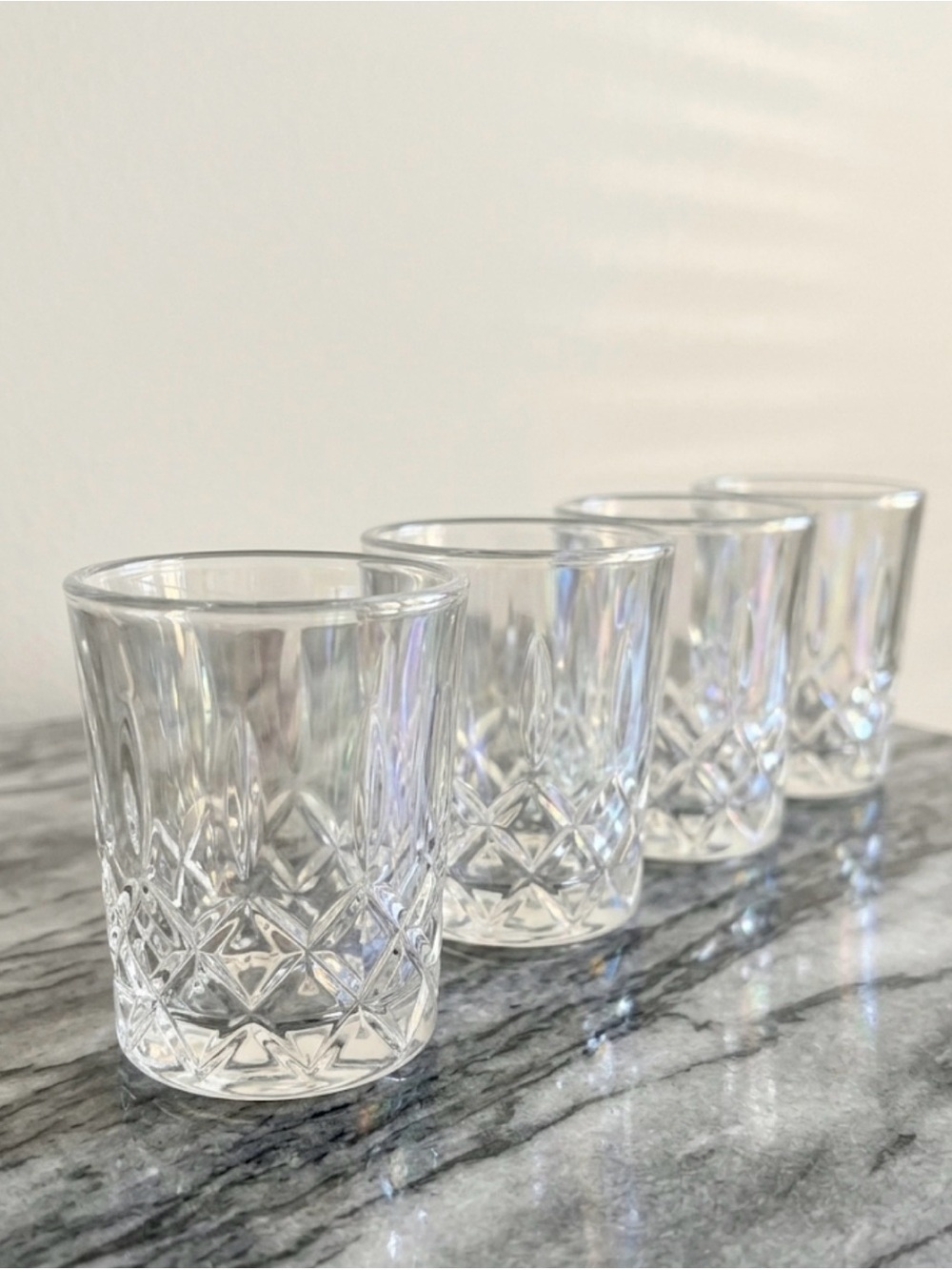Circleware Denham Radiance Pearl 1.6oz Clear Luster Shot Glass S/4 NWT